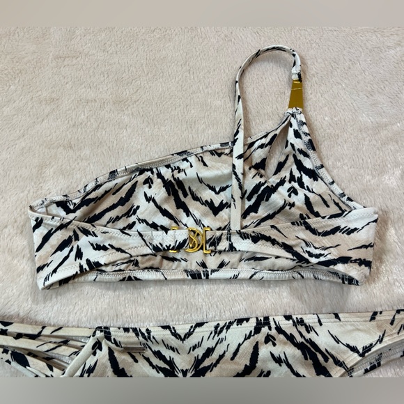 Victoria Secret One Shoulder Brazilian Zebra Print Bikini Set - Size M - Picture 3 of 8